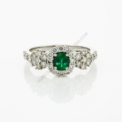 Natural Emerald Diamond Cluster Ring